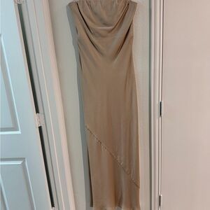 Show Me Your Mumu Taylor Tube Maxi Dress Strapless Champagne Luxe Satin
